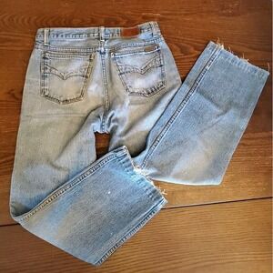Vtg Zeppelin Jeans‎ 33"X 34.5" 70s Era Women's Med Wide Straight Hong Kong Denim